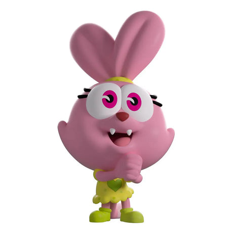 Front view of Panini Youtooz vinyl figure smiling with big eyes and hands clasped together.