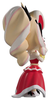 Side view of Party Outfit Charlie Youtooz vinyl figure showing flowing ponytail and red dress