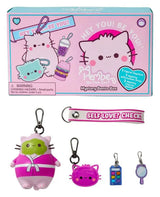 Pembe the Pink Cat Self Love Check keychain set with matching charms and affirmation wrist strap