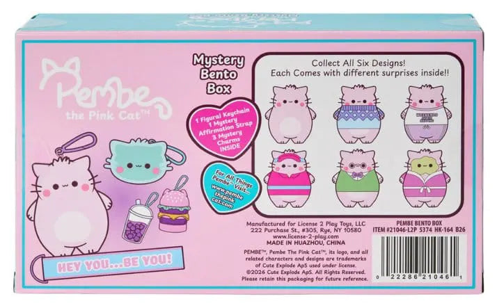 Rear view of Pembe Bento Box Keyrings Blind Box showing all six collectible Pembe character designs