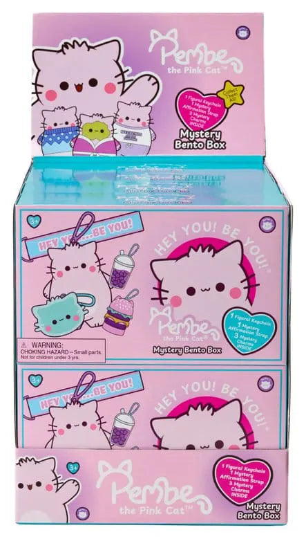 Retail display box filled with Pembe Bento Box Keyrings Blind Box collectibles featuring surprise kawaii keychain sets
