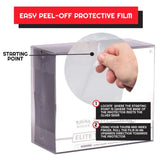 Hand peeling protective film off PET protector case for Pokémon Elite Trainer Box