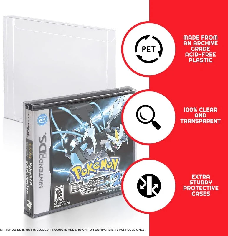 Clear acid-free PET game protector for Nintendo DS Pokémon game case