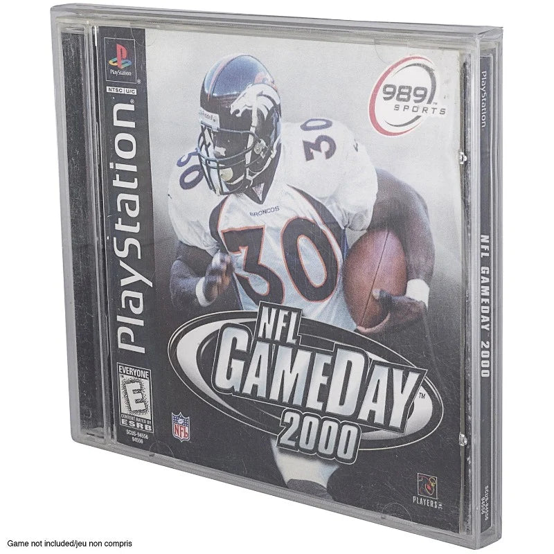 PlayStation 1 game displayed inside clear PET jewel case protector
