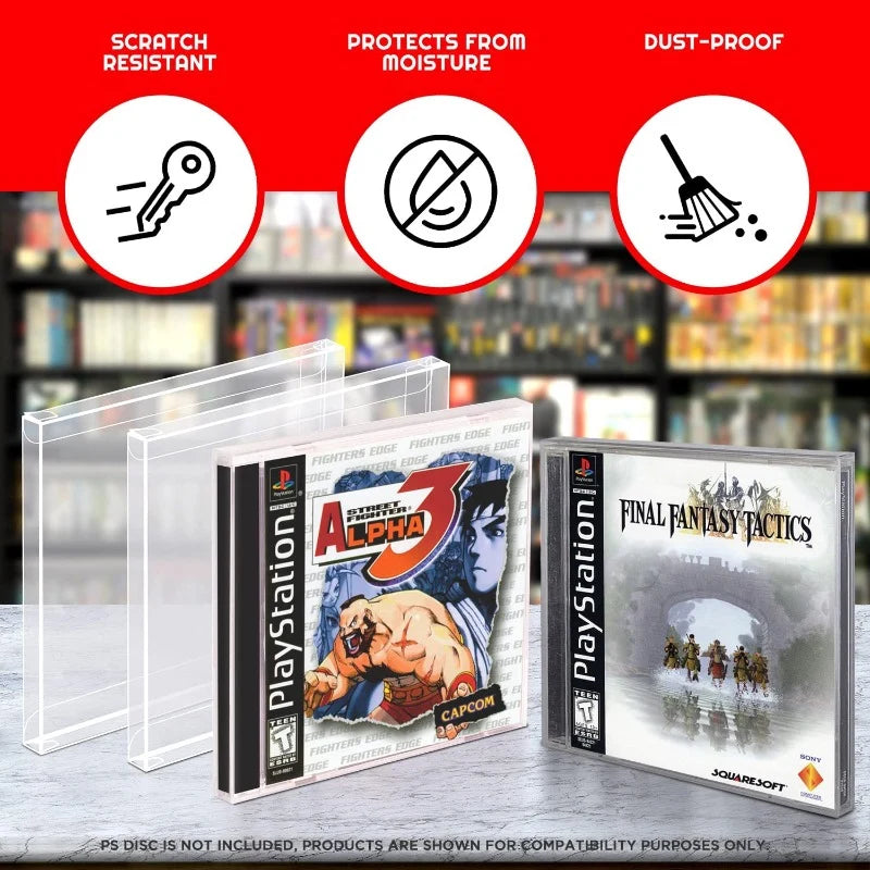PS1 game case protectors with scratch, moisture and dust protection