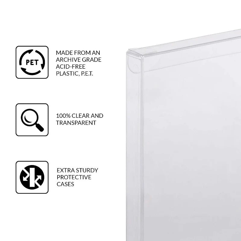 Archival-grade acid-free clear PET protector for video game cases
