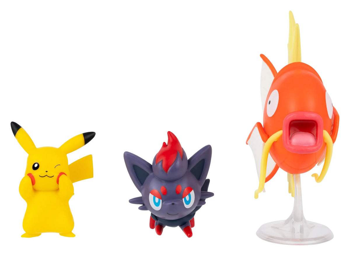 Pikachu, Magikarp and Zorua Pokémon Battle Figures by Jazwares