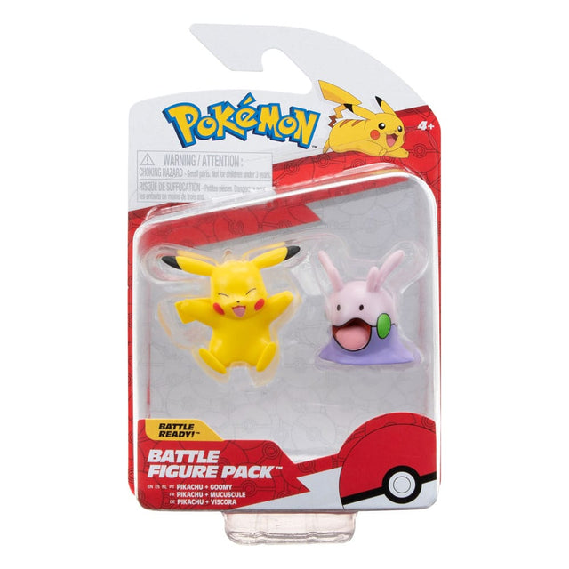 Pokémon Battle Figure Pack featuring Pikachu and Goomy collectible figures in blister packaging