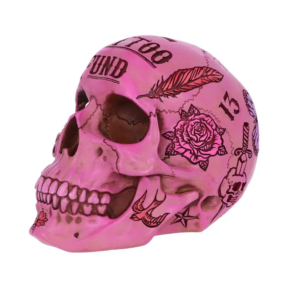 pink skull piggy bank