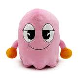 Pinky Ghost Pac-Man plush figure by Youtooz front view with half-lidded eyes and orange gloves