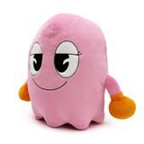 Pinky Ghost Pac-Man plush figure angled side view showing soft pink minky fabric