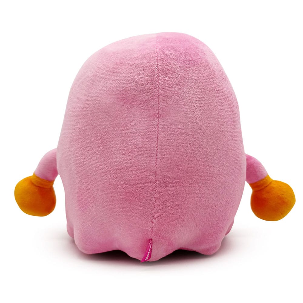 Pinky Ghost Pac-Man plush figure rear view with stitched seam and jagged bottom edge