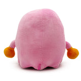Pinky Ghost Pac-Man plush figure rear view with stitched seam and jagged bottom edge