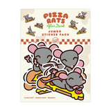 Pizza Rats After Dark sticker pack packaging featuring neon pizza rat illustrations
