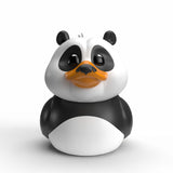 Front view of Mini TUBBZ Po duck collectible, panda face and details