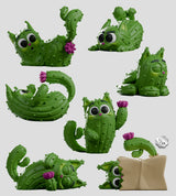 Pricklepuss cactus cat blind box full set with multiple green cactus cat figures in different poses