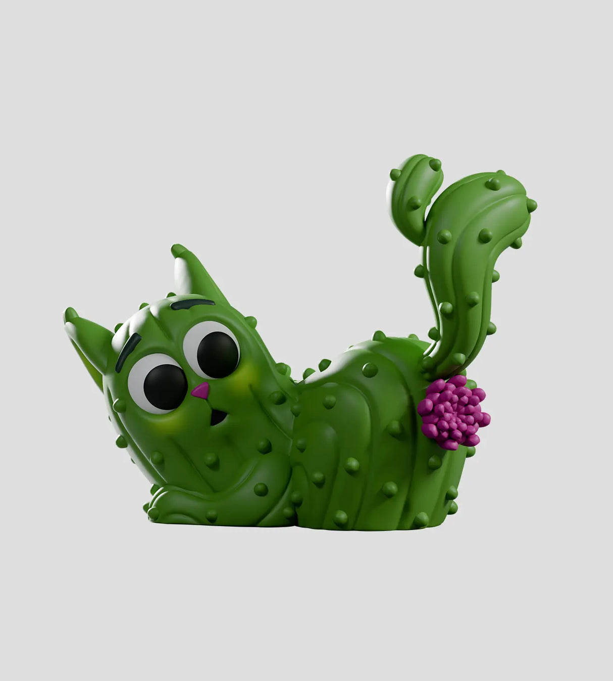 Pricklepuss cactus cat figure rolled on back showing curved cactus body