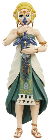 Princess Zelda Heroes of Hyrule action figure holding the decayed Master Sword in front of her.