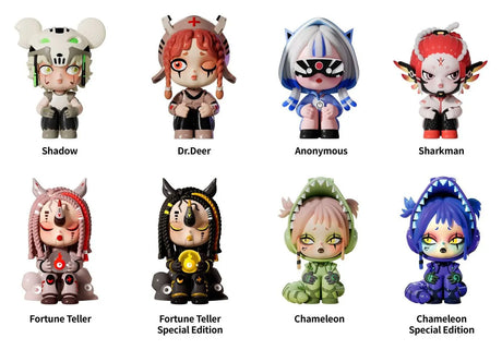 Punkbyte Blind Box collection with Shadow, Dr. Deer, Anonymous, Sharkman, Fortune Teller and Chameleon figures