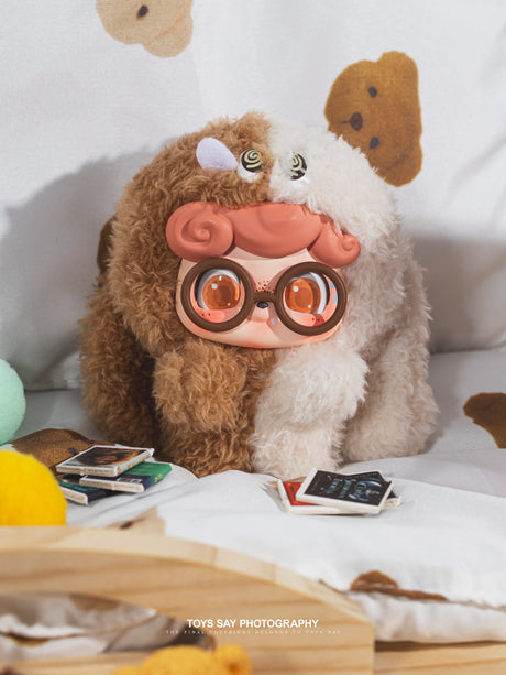 Q Kid Emotional Hairy Monsters brown Social Phobia character with glasses