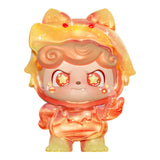 Fiery orange translucent Q Kid figure with star-shaped eyes.