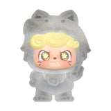 Flocked gray Q Kid figure wearing a soft animal suit.