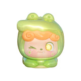 Green glossy Q Kid figure winking with star-shaped eyes.