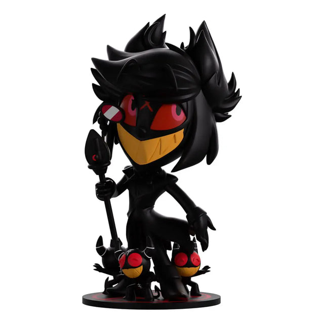Demon Alastor vinyl figure by Youtooz from Hazbin Hotel, standing with staff and small demon minions.