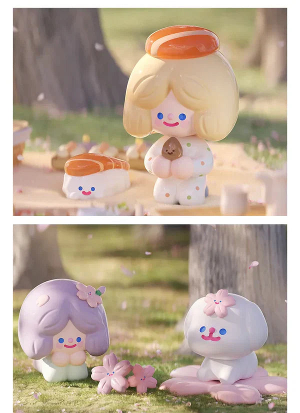 RiCo collectible figures inspired by sushi and cherry blossom picnic adventures