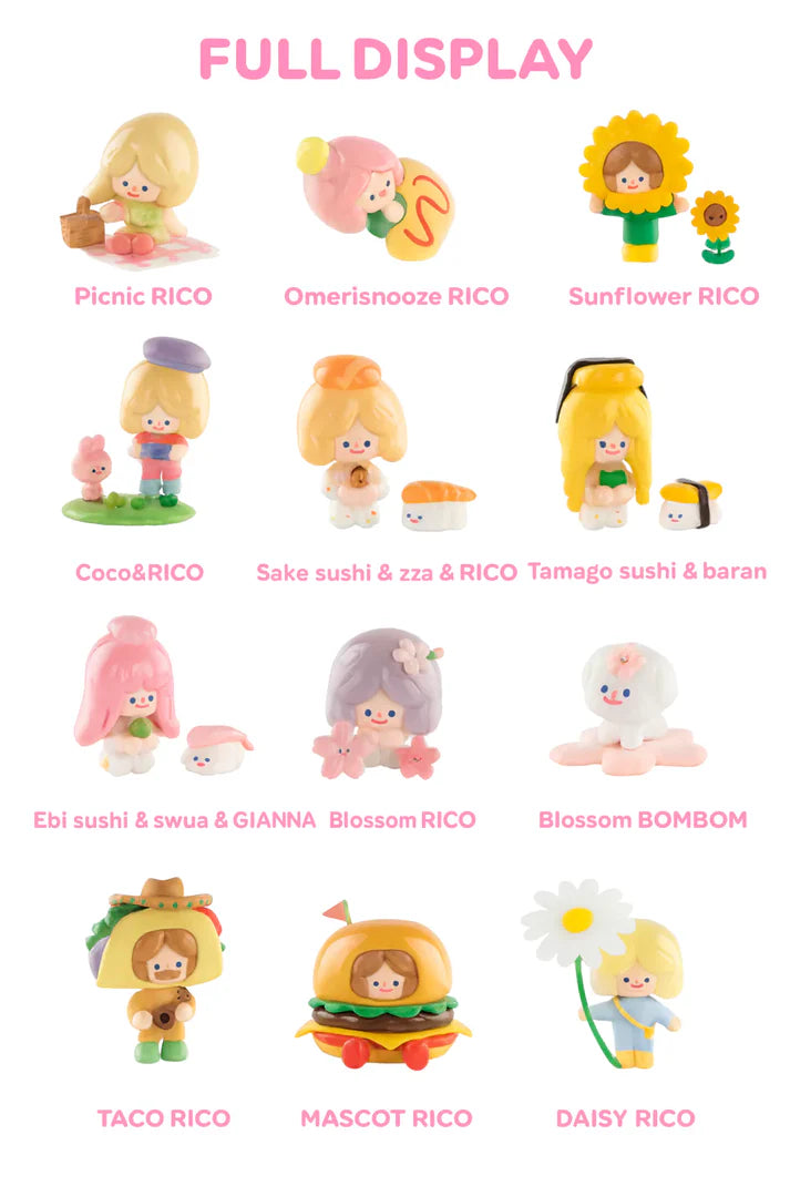 Full collection lineup of RiCo Happy Picnic Together Series blind box figures and characters