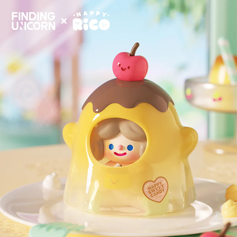 RiCO pudding dessert-themed collectible figure with cherry topping from the Happy Sweet Candy Shop Series