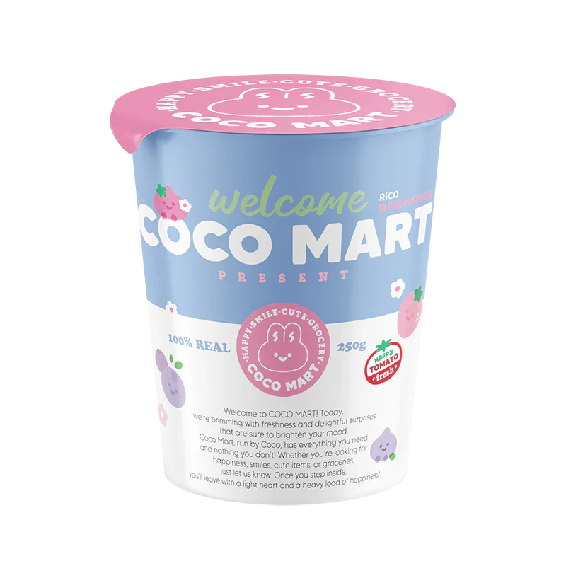 RiCO Welcome Coco Mart Series blind box packaging featuring colourful grocery store artwork