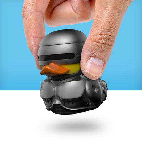 Front view of the Mini RoboCop TUBBZ collectible duck figure.