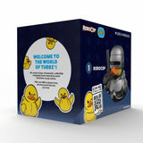 Back of Robocop TUBBZ Boxed Edition packaging with duck illustrations and product details.