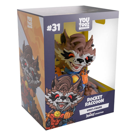 Rocket Raccoon Youtooz figure inside display box from Marvel Rivals