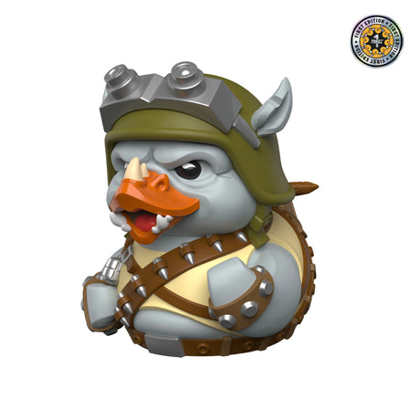 Rocksteady TUBBZ First Edition figure front view showing helmet, snout, and studded straps