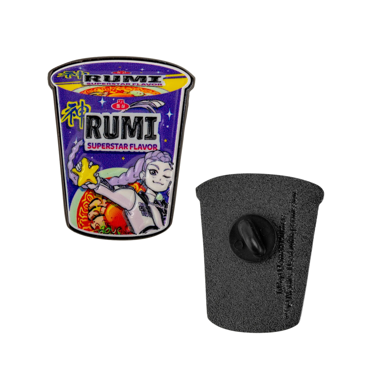 Rumi Superstar Flavor Noodles pin front and back view KPop Demon Hunters