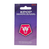 Saja Boys logo pin on official KPop Demon Hunters packaging