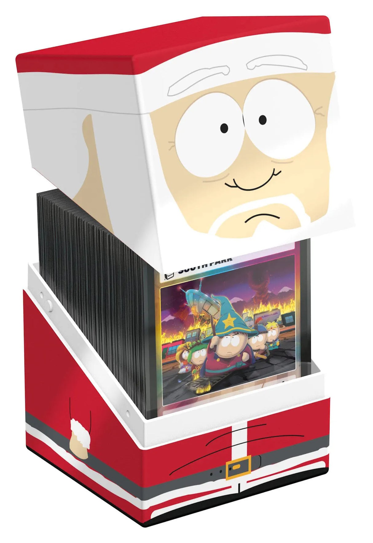 Santa Squaroes box opened to reveal internal storage compartment for cards.