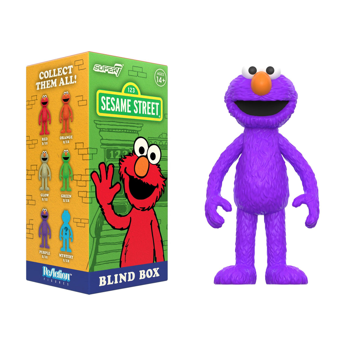 Elmo Sesame Street Reaction Figures Wave 04 purple Elmo figure with box