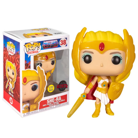 She-Ra (Glow in the Dark) #38 Funko Pop! Vinyl glowing effect shown under UV light.