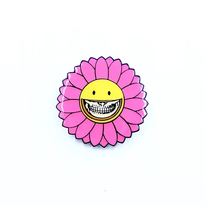 Shocking Sunflower Grin Pink Lace Pin