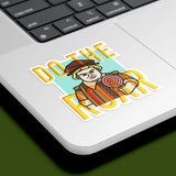 Shrek tech decal applied to a laptop featuring Lord Farquaad artwork from the reusable vinyl sticker collection