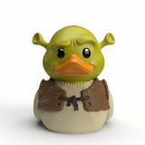Front-facing view of the Mini Shrek TUBBZ duck with ogre ears and classic scowl