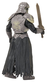 Rear view of Skel-Knight Masters of the Universe action figure showing detailed armor and tattered skirt