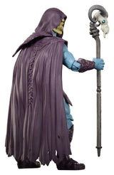 Rear view of Skeletor movie action figure showing hooded cape and Havoc Staff