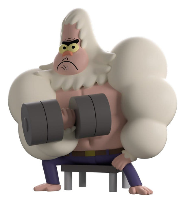 Skips Regular Show Youtooz vinyl figure performing bicep curl workout