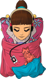 Sleepy Lofi Girl Youtooz vinyl figure illustration artwork with headphones and blanket