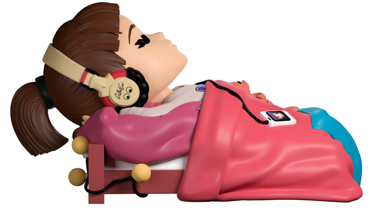 Sleepy Lofi Girl Youtooz vinyl figure side view highlighting headphones and relaxed pose