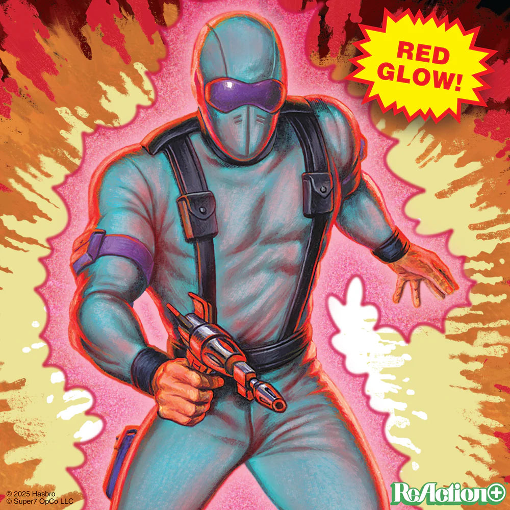 Close-up artwork of Snake Eyes Red Glow ReAction Plus packaging